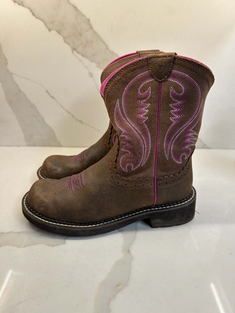 Ariat Kids Fatbaby Thunderbird Western Cowboy Boots - Powder Brown/Purple